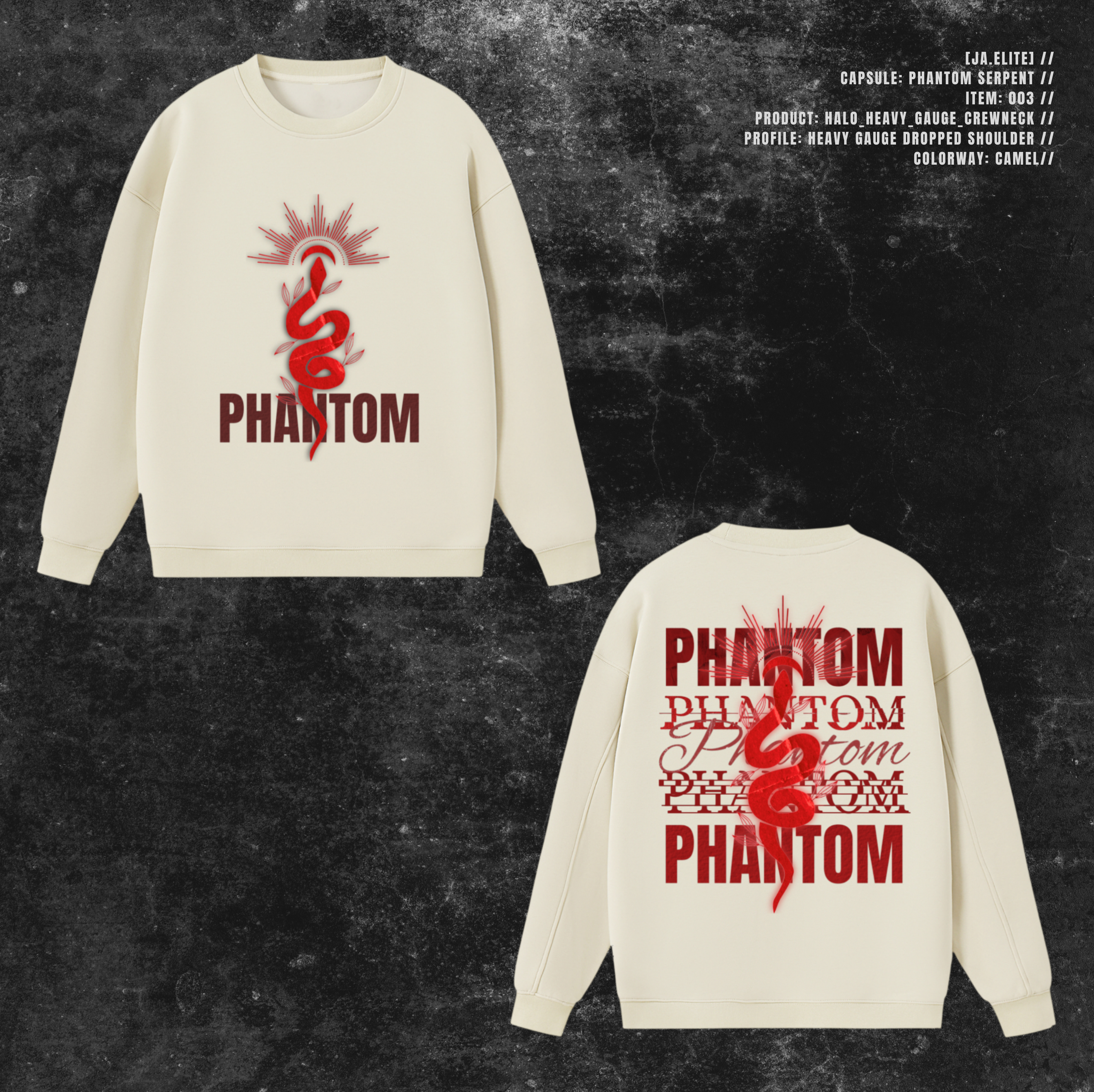 [JA.ELITE] PHANTOM SERPENT Halo Heavy-Gauge Crewneck Sweatshirt
