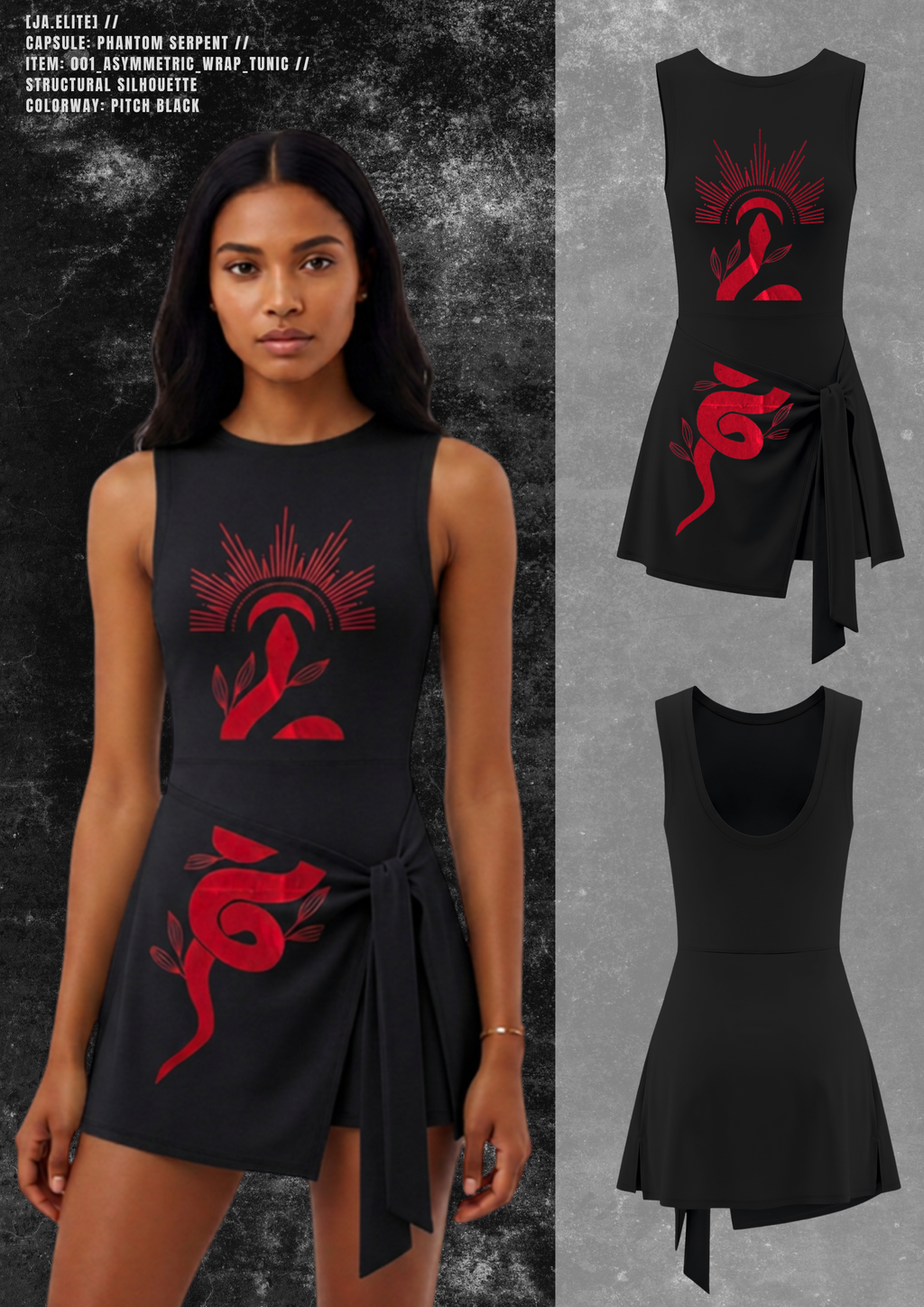 [JA.ELITE] PHANTOM Asymmetric Wrap Tunic