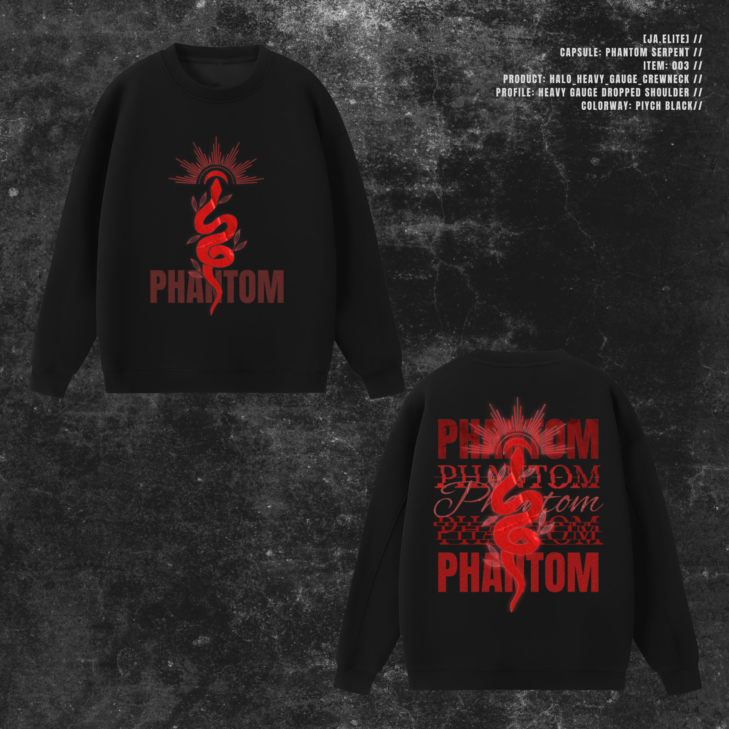 [JA.ELITE] PHANTOM SERPENT Halo Heavy-Gauge Crewneck Sweatshirt