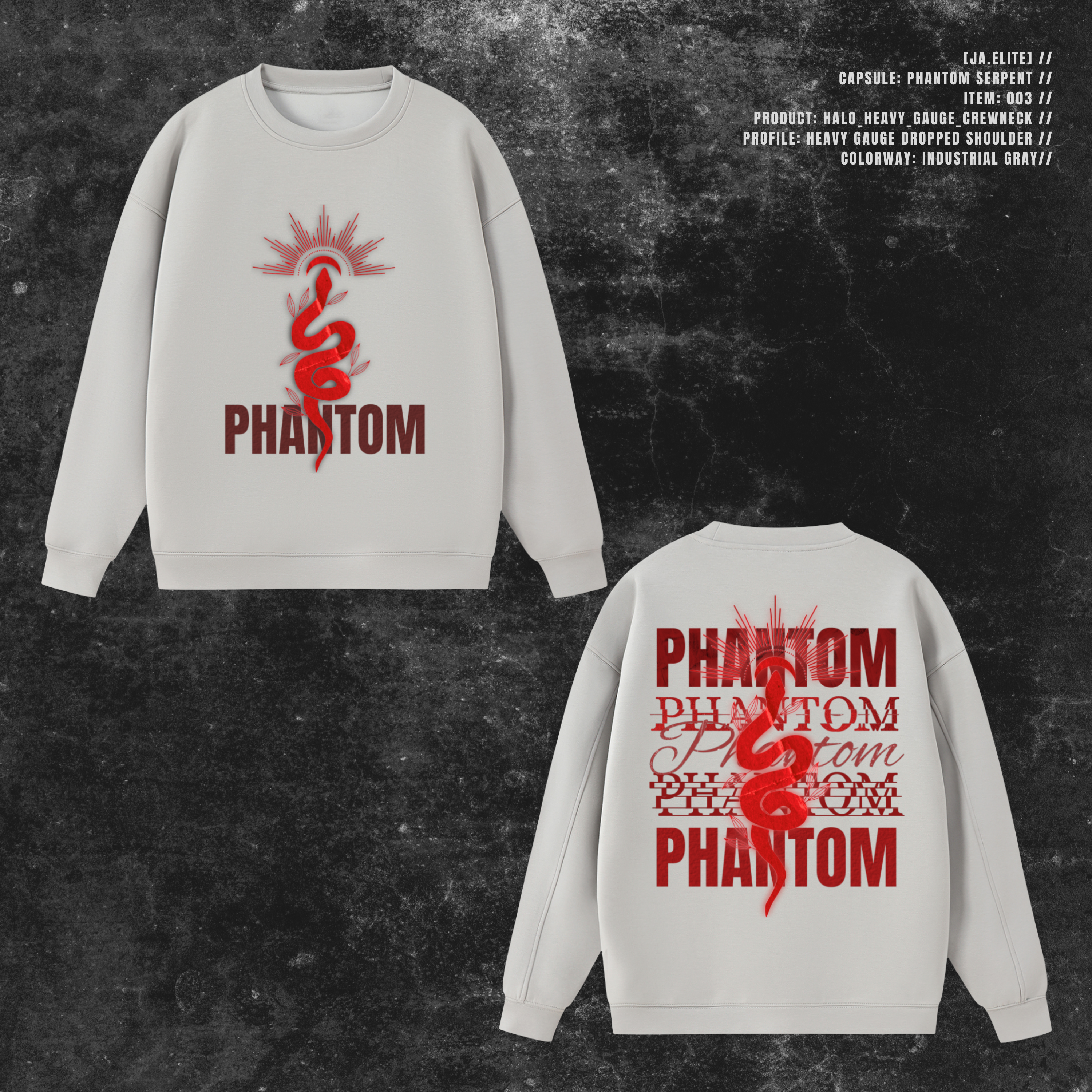 [JA.ELITE] PHANTOM SERPENT Halo Heavy-Gauge Crewneck Sweatshirt