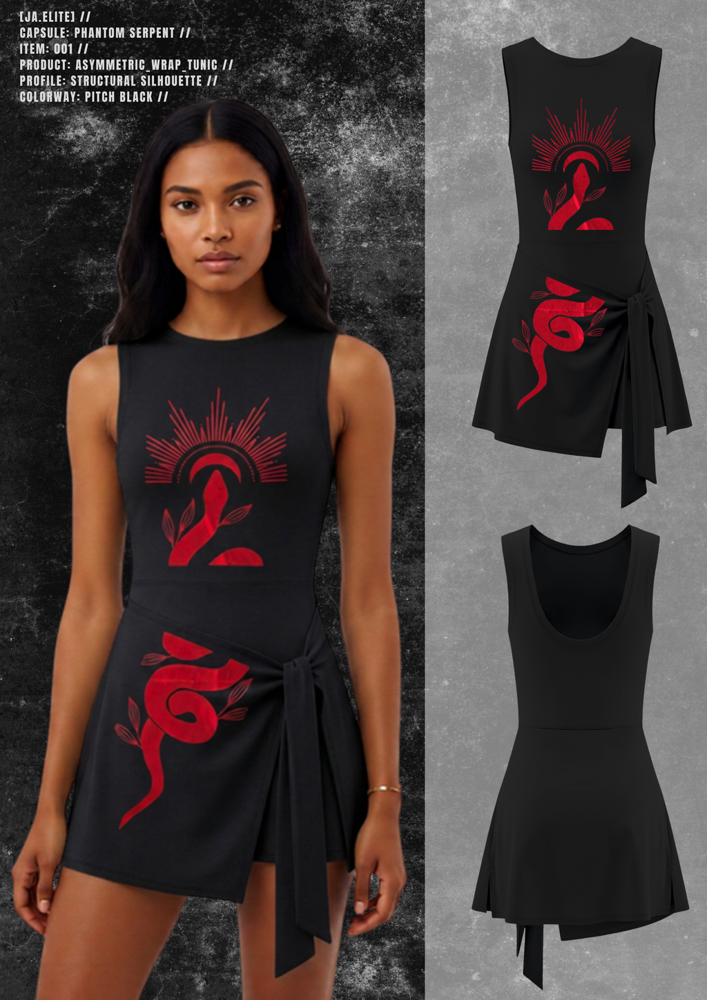 [JA.ELITE] PHANTOM Asymmetric Wrap Tunic